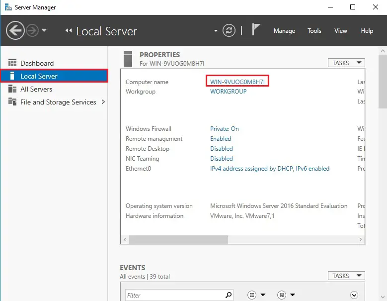 local server manager 2016