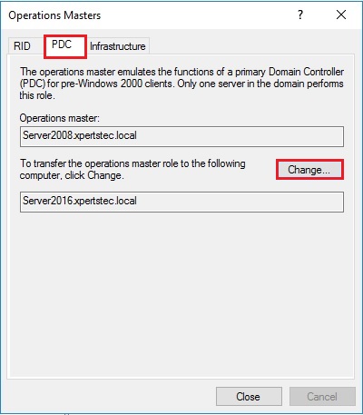 active directory server 2016 operations master pdc