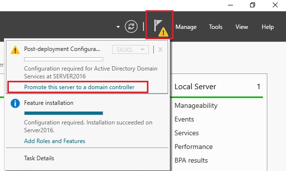 server 2016 promote this server