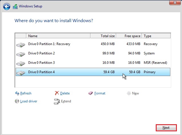 server 2016 setup create partitions