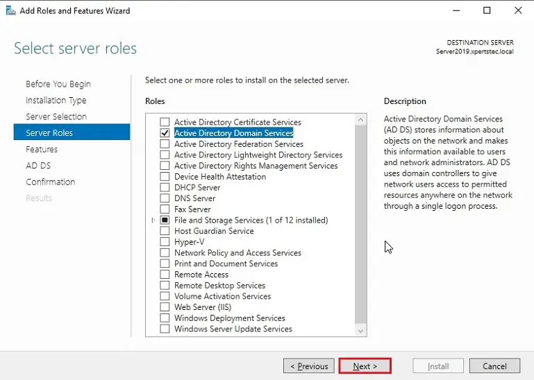 server roles active directory domain controller