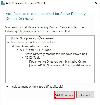 features for active directory domain controller