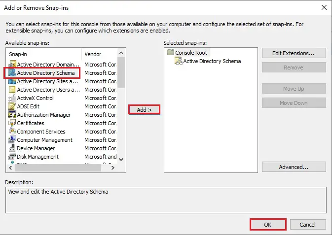 server 2019 add remove snap-in