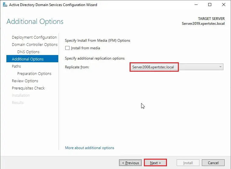 additional domain controller options