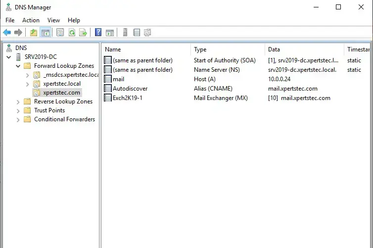 server 2019 dns manager