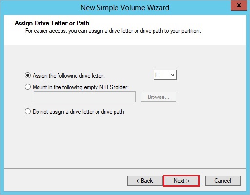 simple volume wizard drive letter