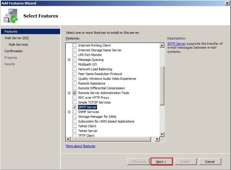 Web Server IIS, Enable Microsoft Web Server IIS SMTP Service in Window Server 2008