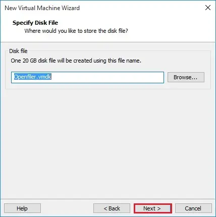 specify disk file