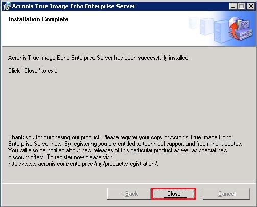 Acronis Echo Enterprise Installation, Acronis True Image Echo Enterprise Server 9 installation
