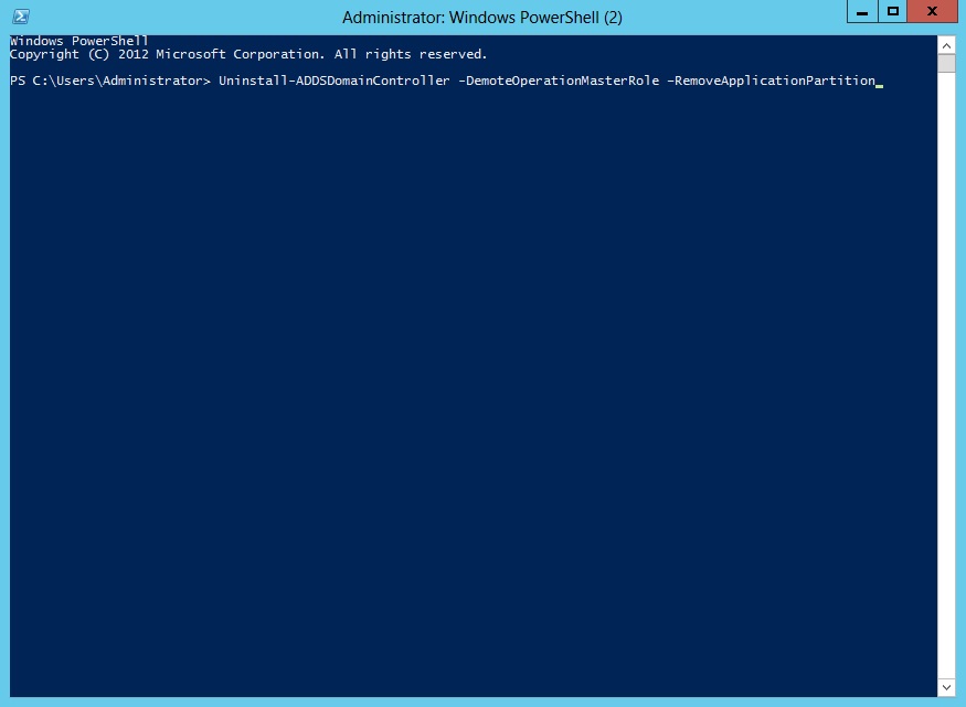 uninstall addsdomaincontroller powershell command