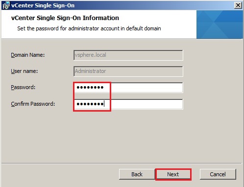 vcenter single sign on sso password