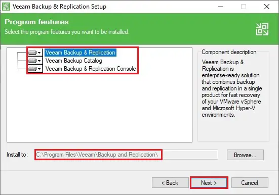 veeam backup & replication program features