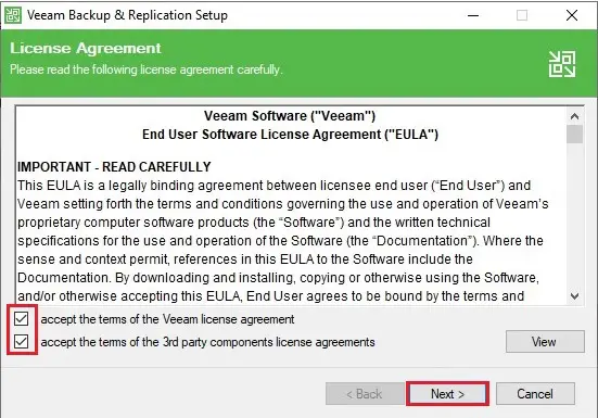 veeam backup license agreement