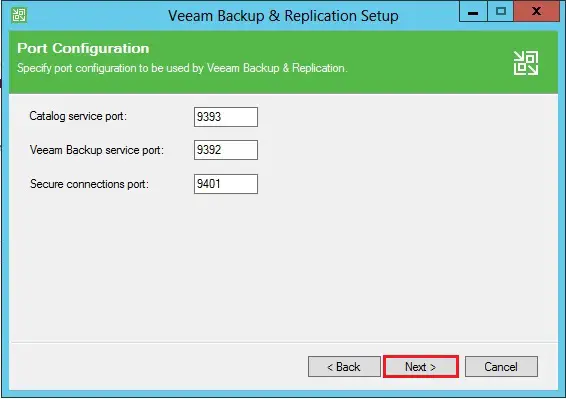 veeam backup port configuration
