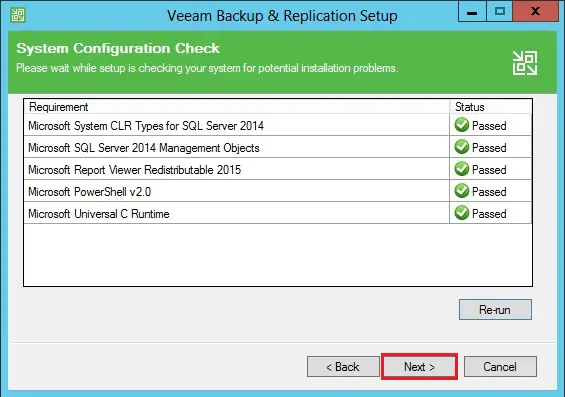 veeam backup system configuration check