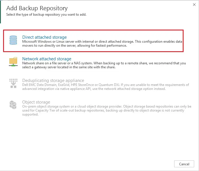 add repository direct attached storage