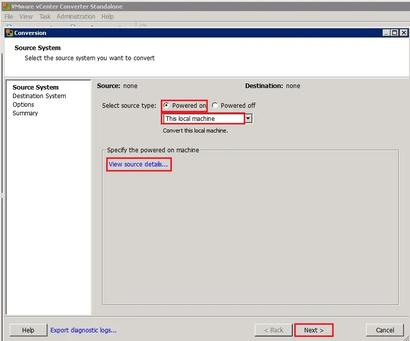 vmware converter convert to vsphere