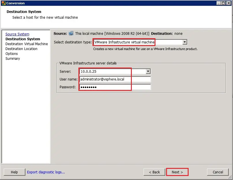 vmware converter physical to virtual infrastructure