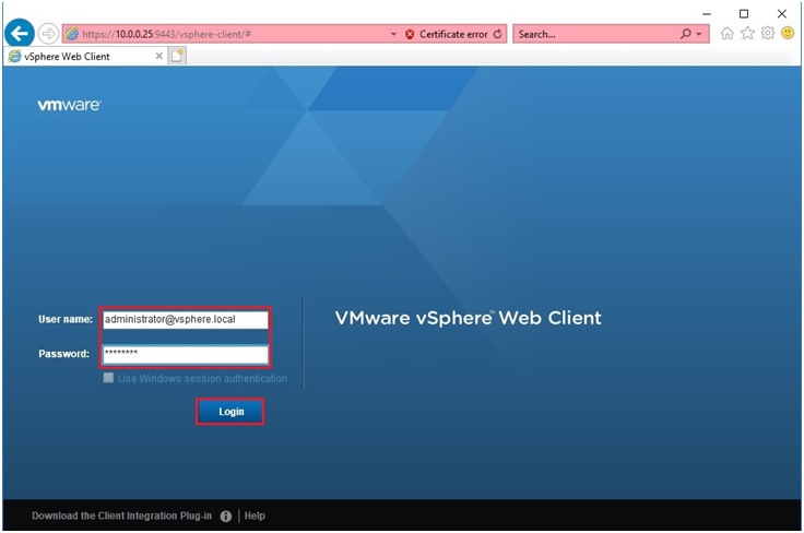 vmware vsphere web client log in