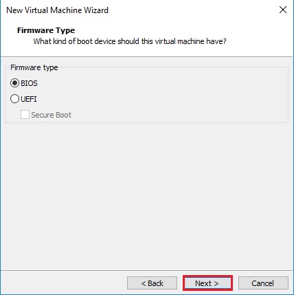 virtual machine firmware type