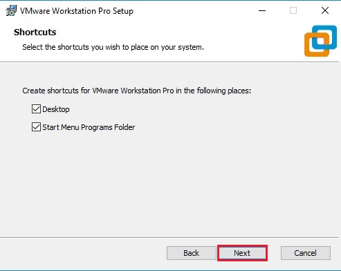 vmware workstation pro setup shortcut