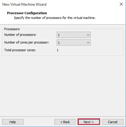 vmware workstation processor configuration