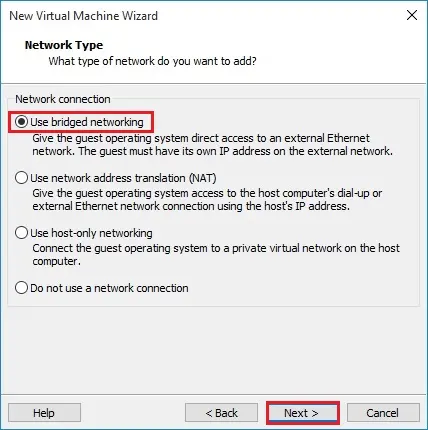 vmware workstation vm network connection