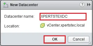 vsphere web client new Datacenter HA/DRS Cluster name