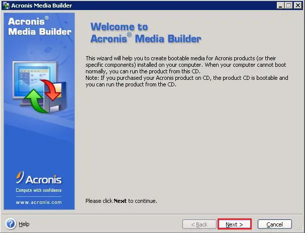 welcome to acronis media builder