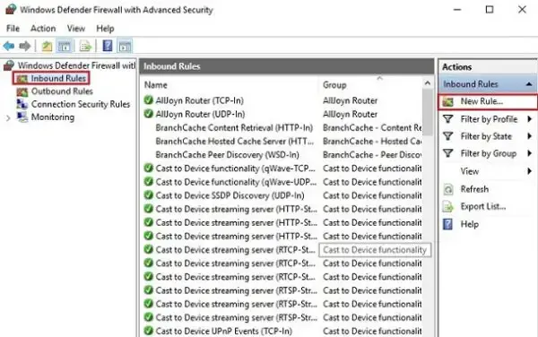 windows defender firewall with advanced security