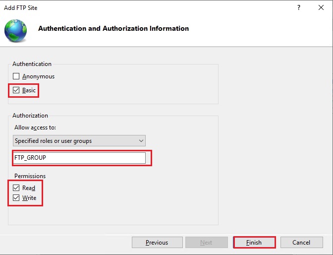 add ftp site authentication