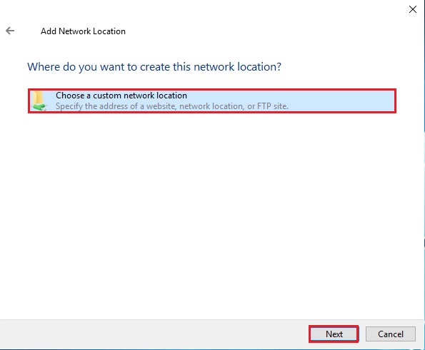 create this network location wizard