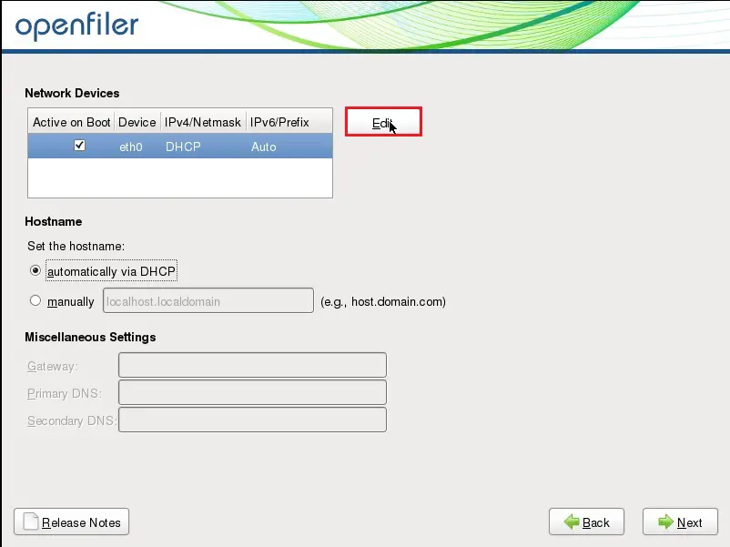 openfiler network device