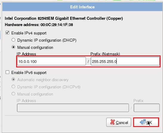 openfiler network settings