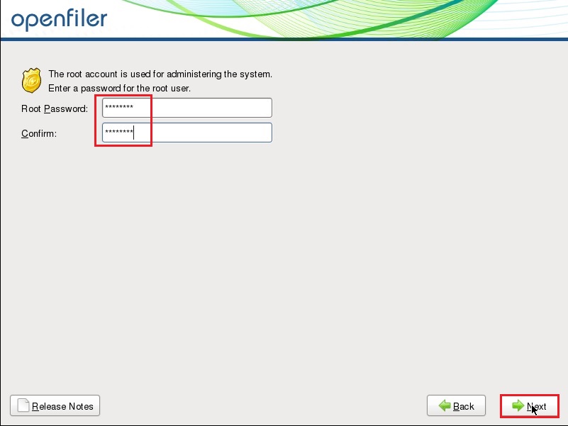 openfiler root password