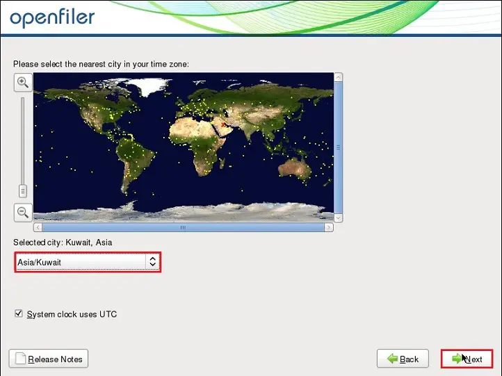 openfiler time zone