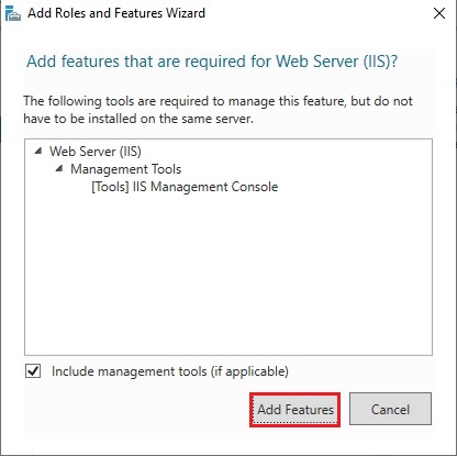 web server iis add features