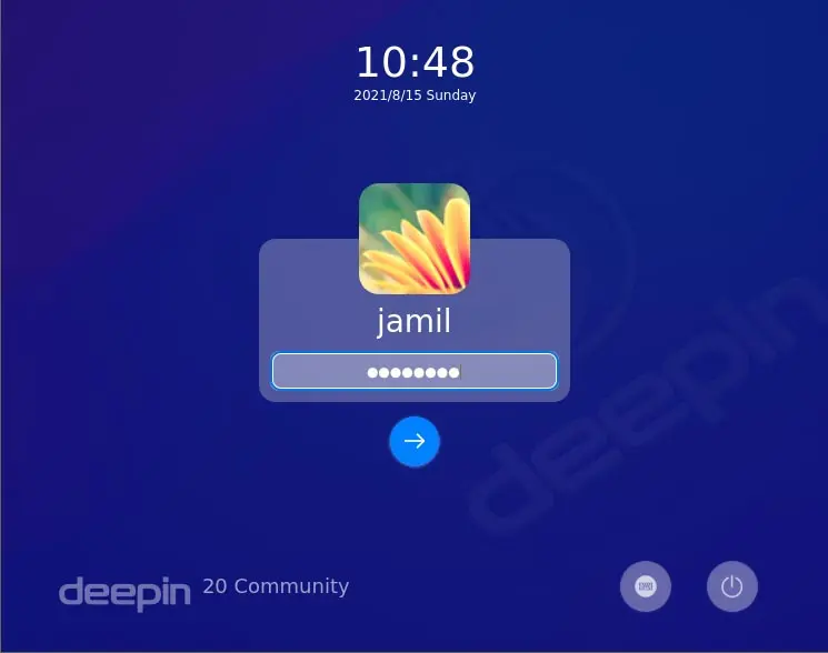 Deepin community login screen