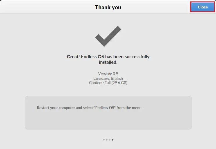 Endless OS successfully installed