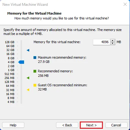 Memory for the virtual machine