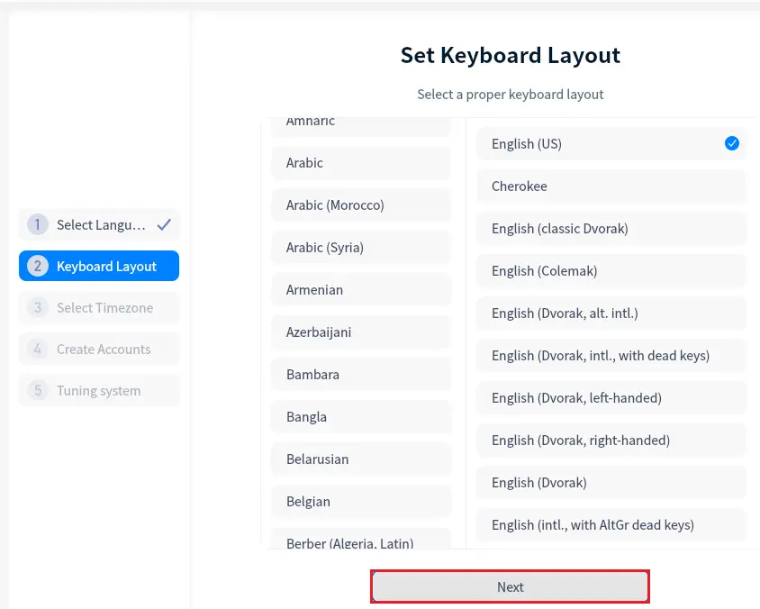 Set keyboard layout deepin Linux