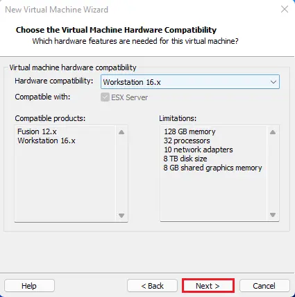 Virtual machine hardware compatibility