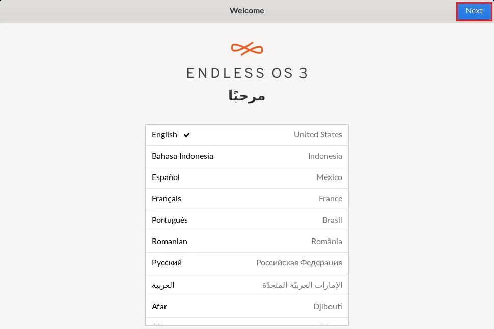 Welcome Endless OS 3 language