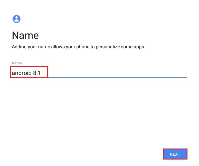 android 8.1 adding your name