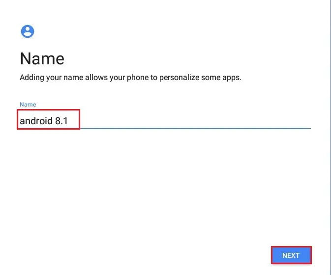 android 8.1 adding your name