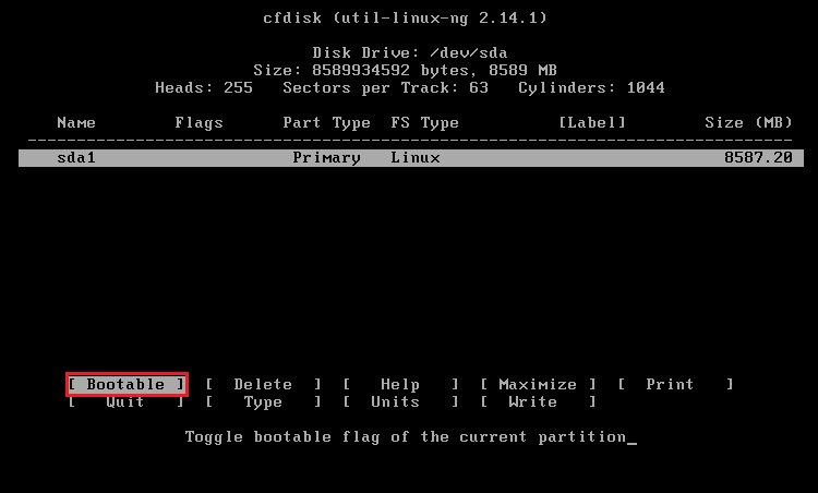 android os cfdisk bootable