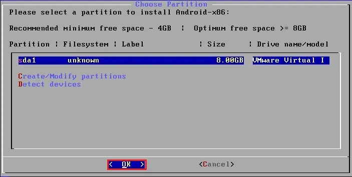 android os choose filesystem