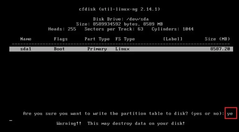 android os cfdisk