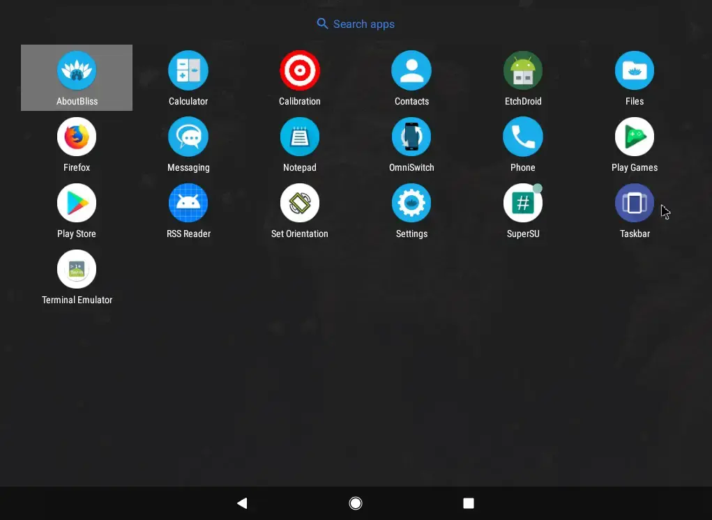 bliss os screen apps