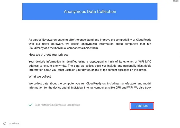 cloudready anonymous data collection